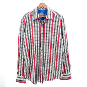 Robert Graham Colorful Striped Button Up Dress Shirt Mens XL